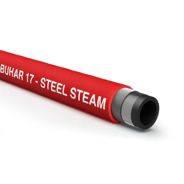 Buhar Red 17 Bar Steam Hose on a white background